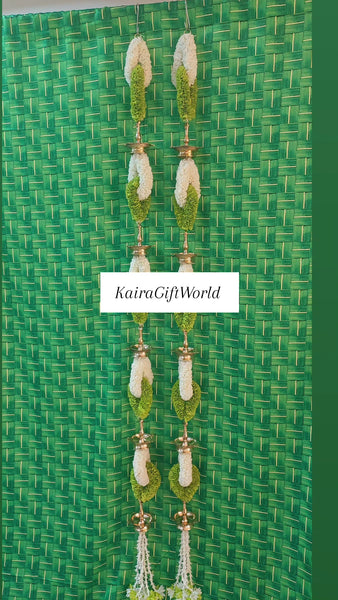 White/Green Diya Garlands!!!Set of 2!!!