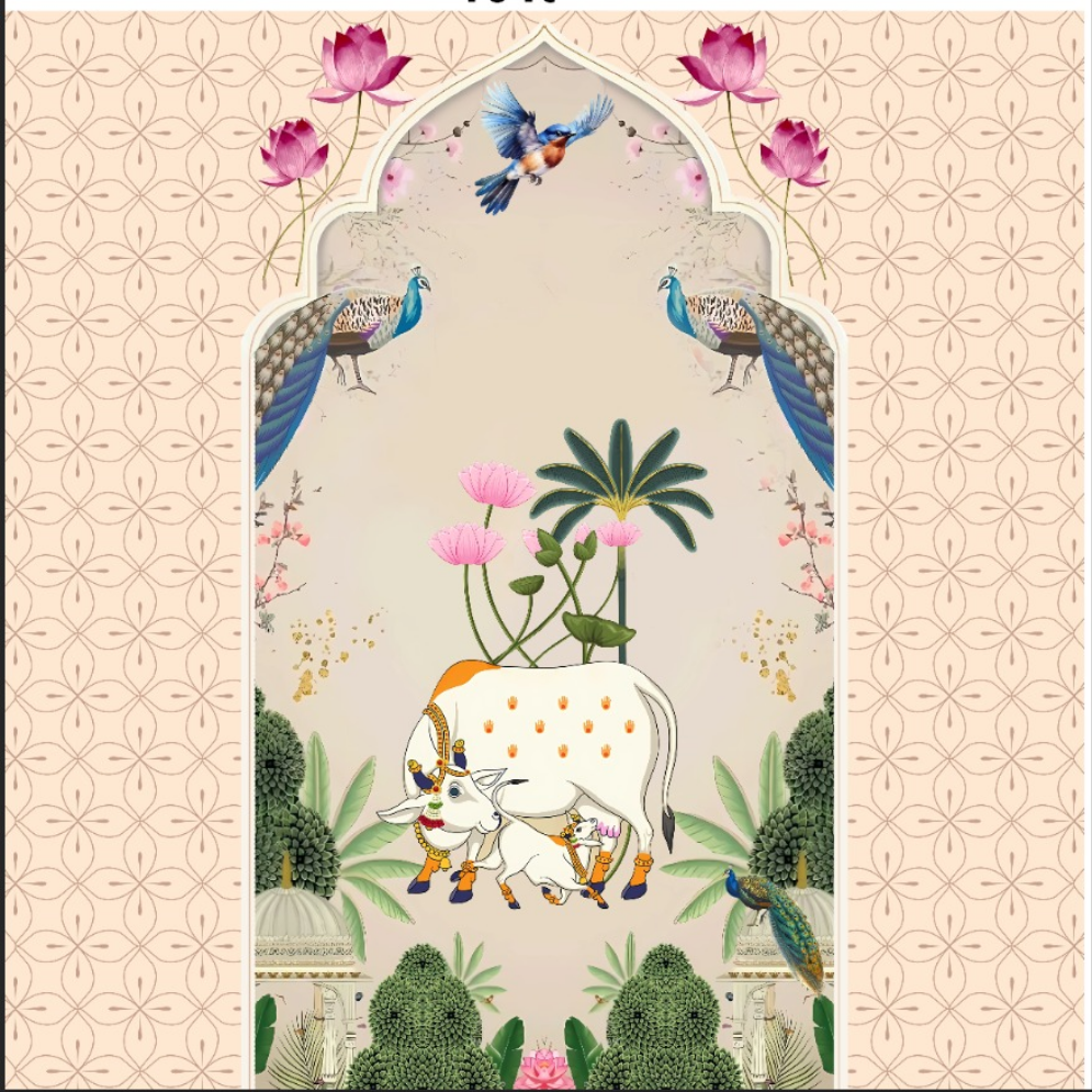 Pichwai Cow/Peacock Backdrop Cloth!!!