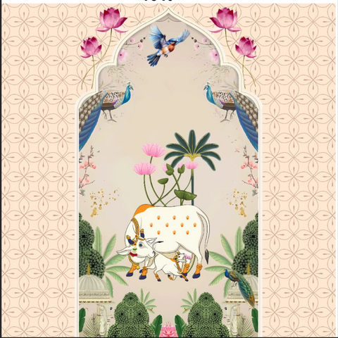 Pichwai Cow/Peacock Backdrop Cloth!!!