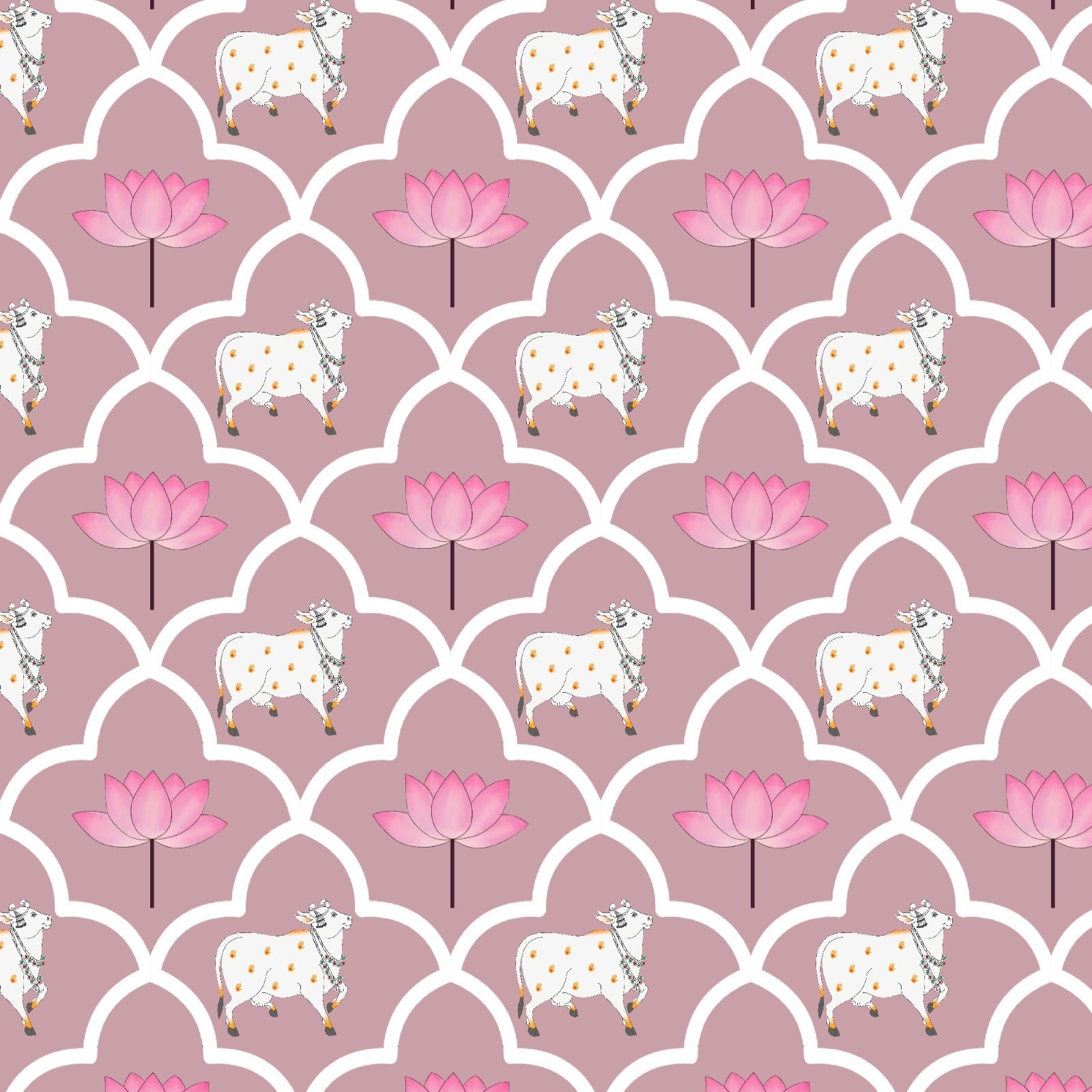 Lotus Pichwai Backdrop Cloth