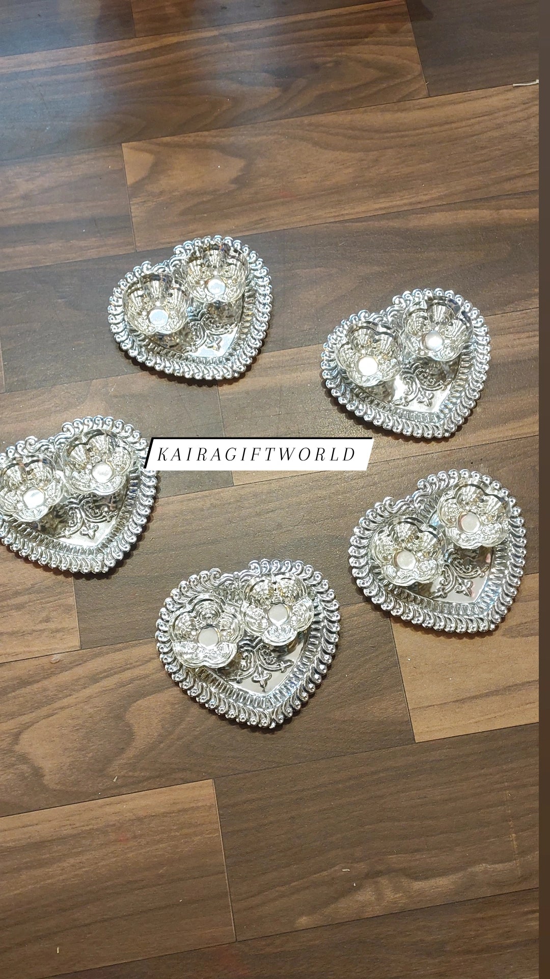 German Silver Heart Shape Haldi kumkum holders