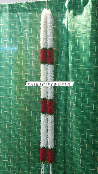 White and Dark Pink Garlands - Pair