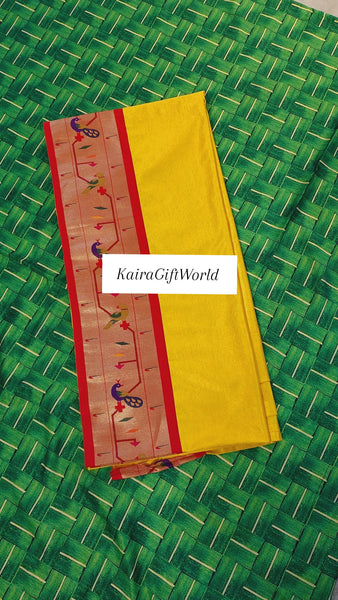 Satin Yellow Backdrop with Paithani Border!!!