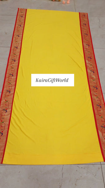 Satin Yellow Backdrop with Paithani Border!!!