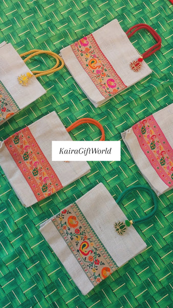 Paithani Border Jute Thamboolam Bags!!!