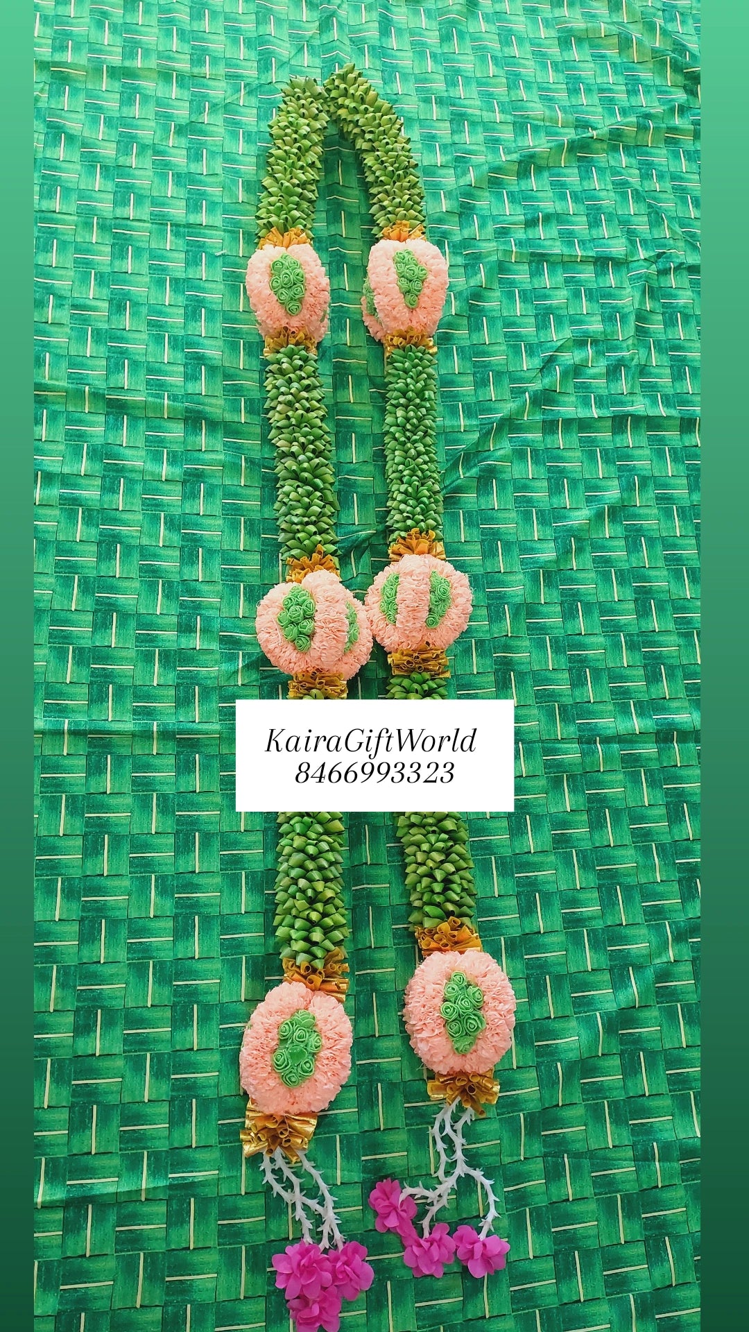 Green/Peach Ball Garlands!!! Set of 2!!!