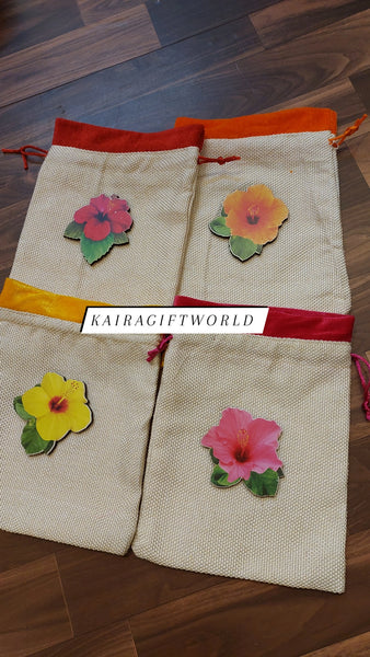 Jute Bag with Mandara Flower