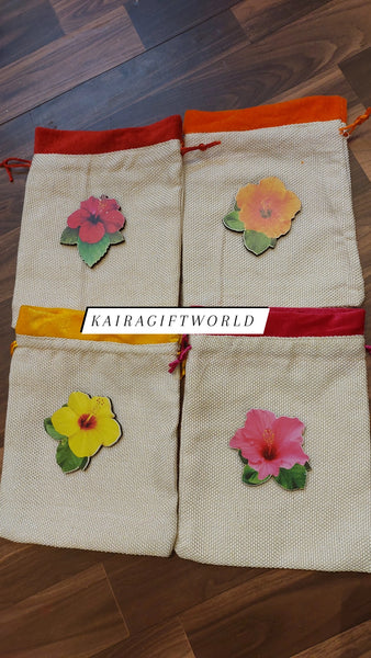 Jute Bag with Mandara Flower