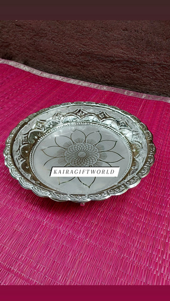 German Silver Flower Plate