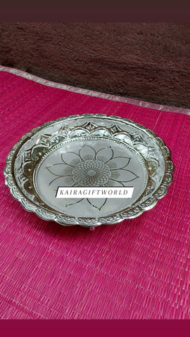 German Silver Flower Plate