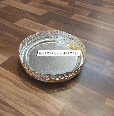 German Silver Round Tray-K32