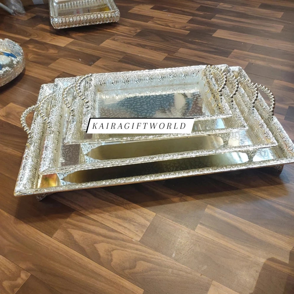 German Silver Square Tray Set of 4 Trays!!!