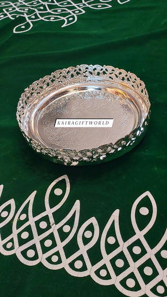 German Silver Round Tray-K32