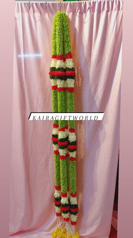 Double Petal Green/Pink Hangings-Pair