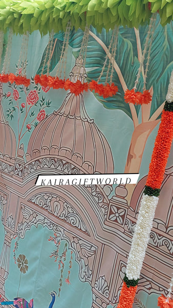 Peacock Backdrop/Orange Garlands!!!
