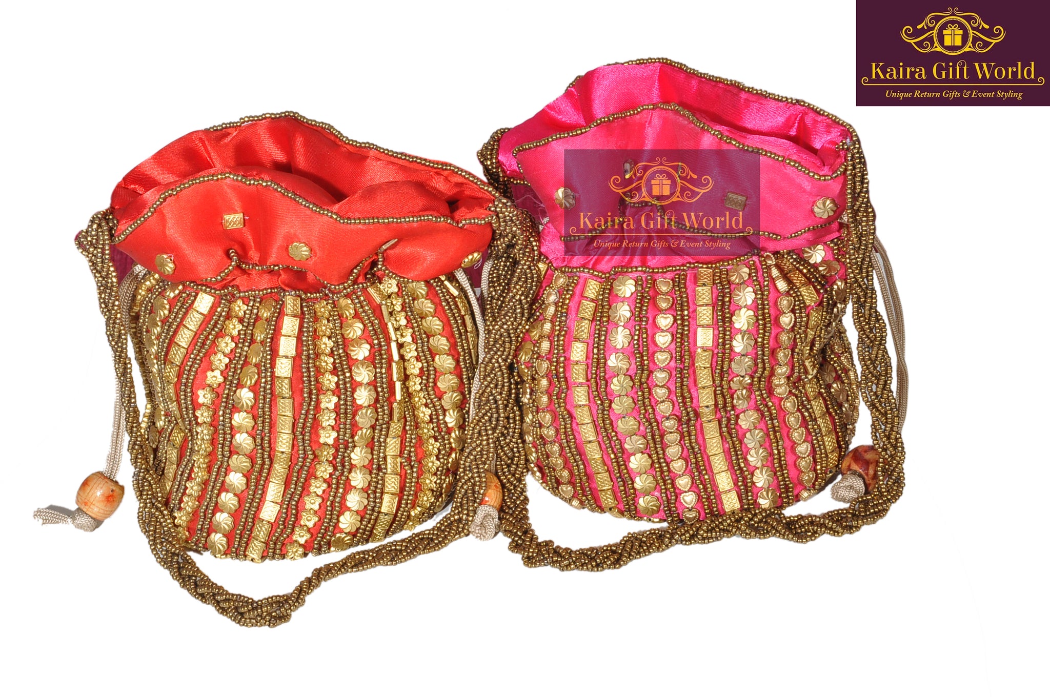 Potli Bag with Beaded Work-Potli Bag-KairaGiftWorld