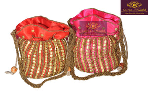 Potli Bag with Beaded Work-Potli Bag-KairaGiftWorld
