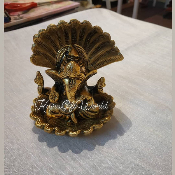 Gold Plated Ganesha Idol-gold plated gifts, ganesha idol-KairaGiftWorld