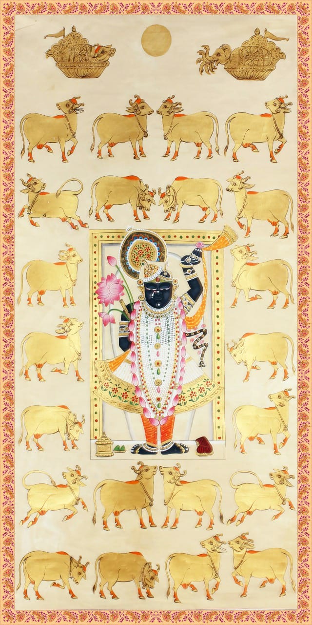 Pichwai cow theme backdrop cloth
