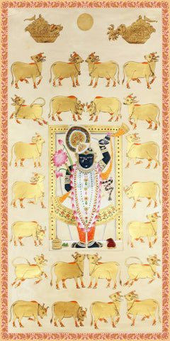 Pichwai cow theme backdrop cloth