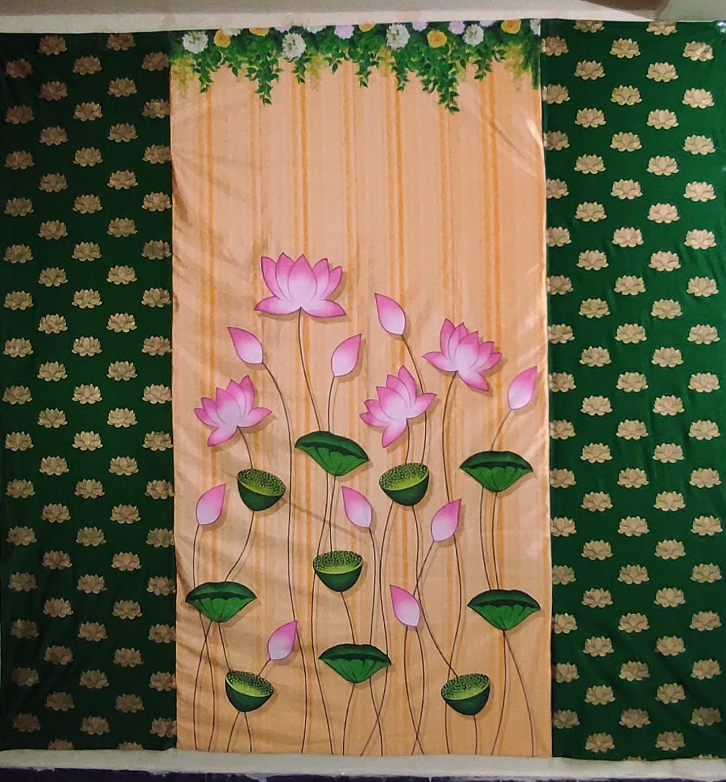 Peach Green Lotus Backdrop