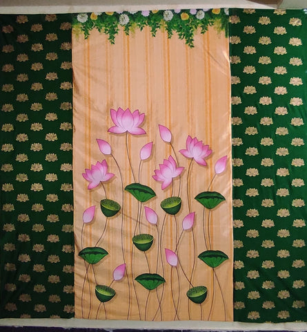 Peach Green Lotus Backdrop