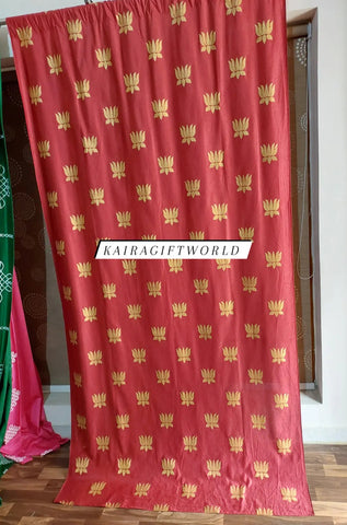 Satin Maroon Backdrop Cloth with Gold Lotus