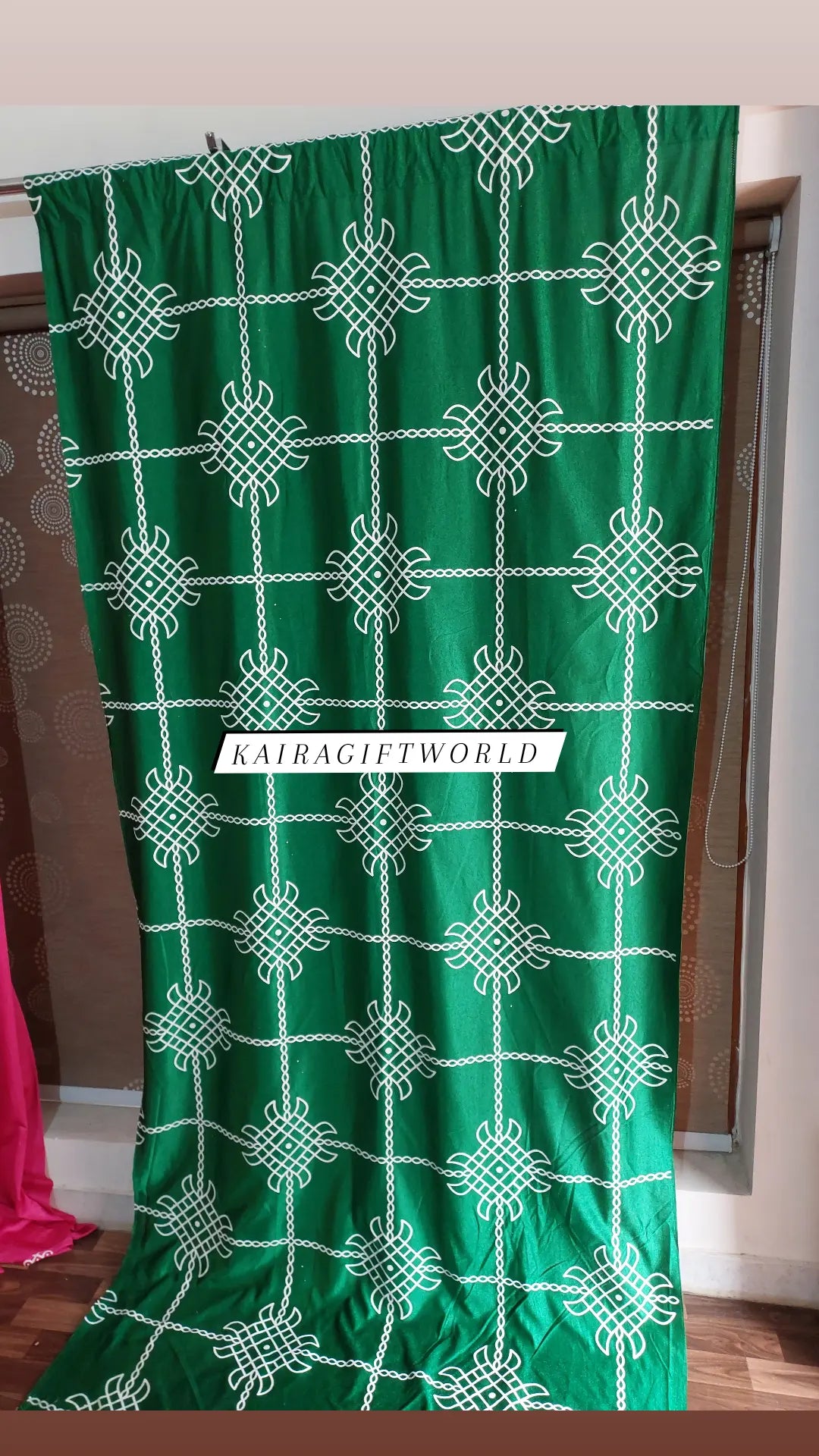 Satin Green Kolam Backdrop Cloth