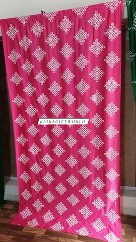 Satin Pink white kolam Backdrop Cloth