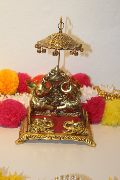 Elephant Theme Mandir-brass metal-KairaGiftWorld