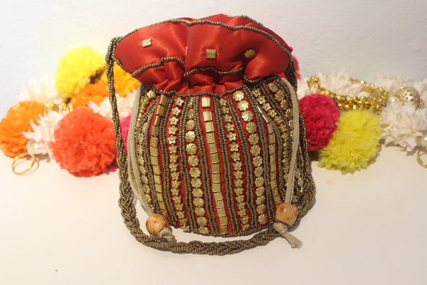 Potli Bag with Beaded Work-Potli Bag-KairaGiftWorld