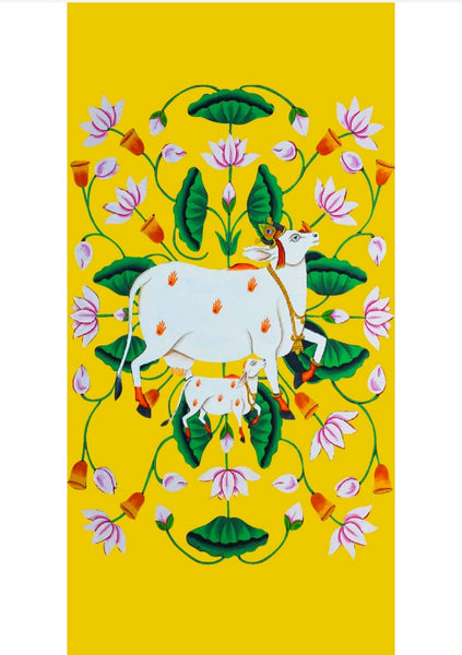 Pichwai cow theme backdrop cloth