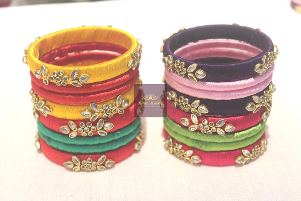 Kundan Thread Bangles-thread bangles-KairaGiftWorld