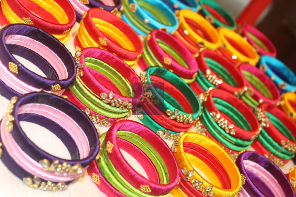 Gold beaded Thread Bangles-thread bangles-KairaGiftWorld